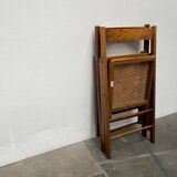 Mid-century wooden folding chair set with Viennese wicker seats, 1960s.
