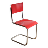 Chaise en porte-à-faux moderniste rouge vif des années 1950
