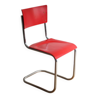 Bright Red 1950's Modernist cantilevered Chair