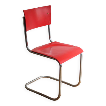 Bright Red 1950's Modernist cantilevered Chair