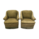 Pair of seventies chairs in green tweed