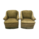 Paire de fauteuils seventies en tweed vert