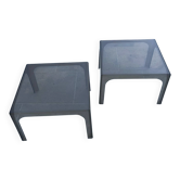 Paire de tables basses plexiglas fumé 1970