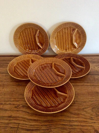 Set of 6 vintage asparagus plates Sarreguemines