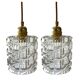 Set of two vintage electric chiseled glass walking lamps
