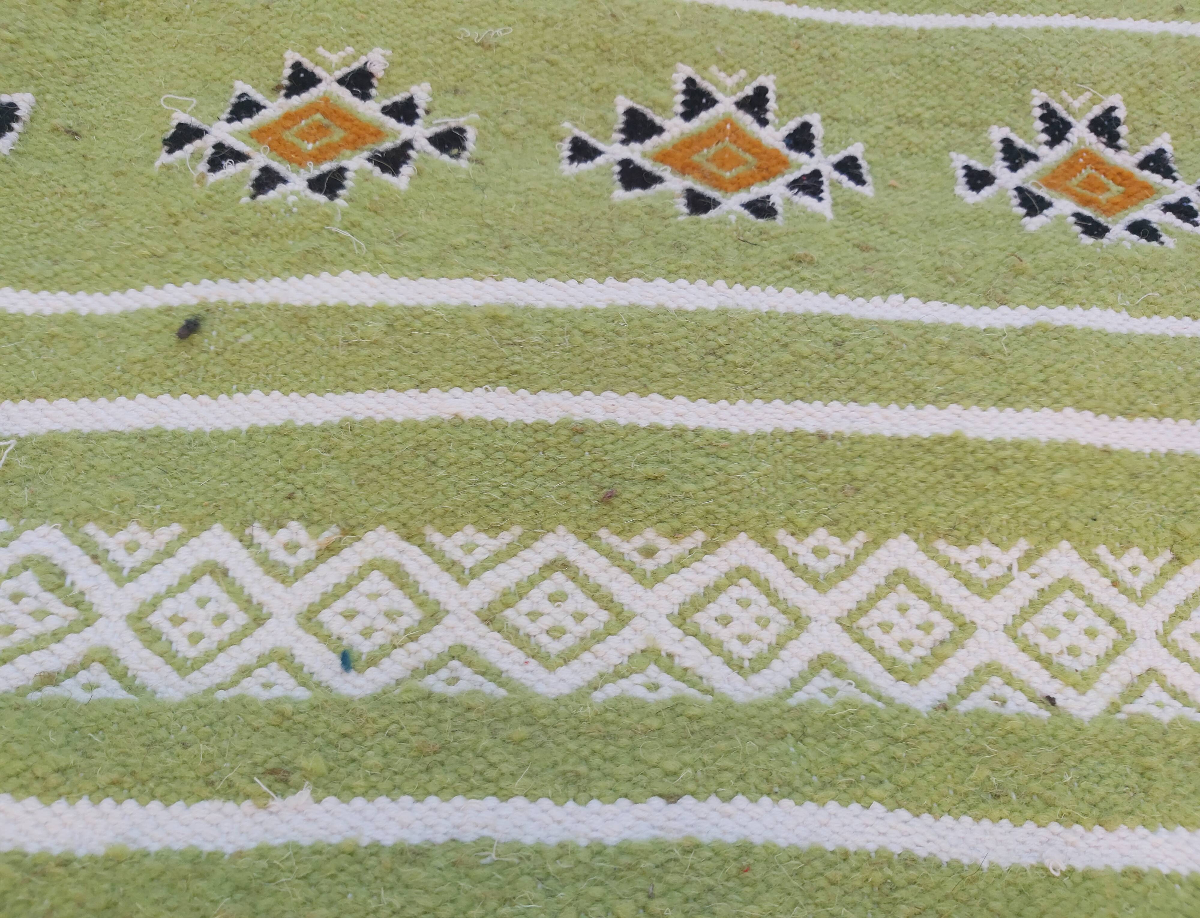 Traditional handmade green corridor carpet 65x200cm