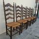Set of 6 high-backed straw-seated chairs in solid oak from the early 1900s.