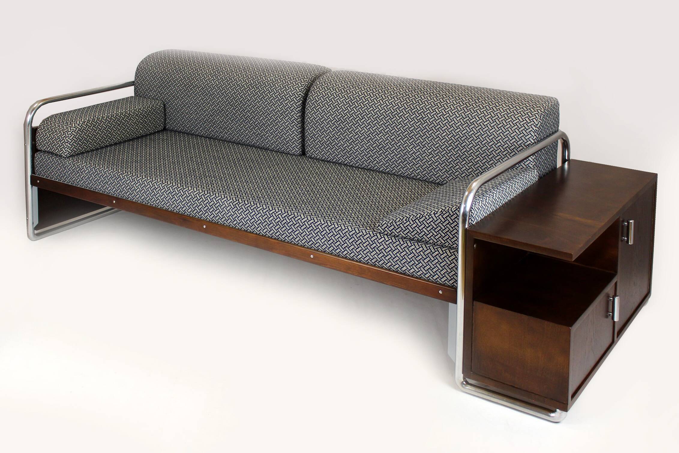 Restored Bauhaus Tubular Steel Sofa by Robert Slezak, 1930s