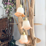 Vintage pink glass paste tulip lamp