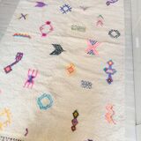 Berber carpet Azilal off-white with multicolored patterns in pure wool