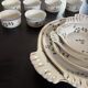 Vintage table service in porcelain LL France – Cornflower and do pattern.