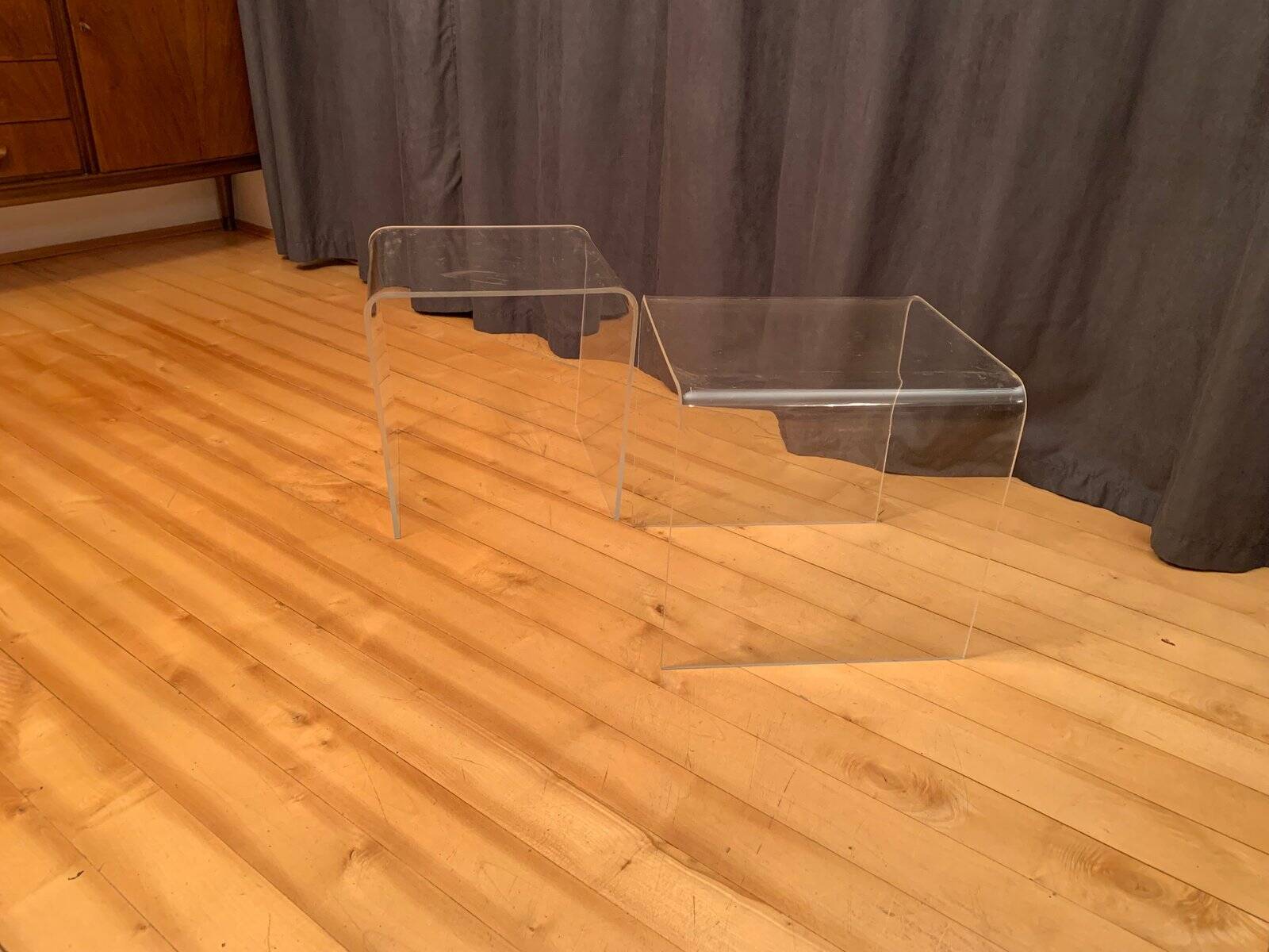 Vintage side tables in acrylic, 1970s, set of 2