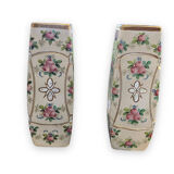 Pair of vases in enamelled and gilded crystal Rose motifs