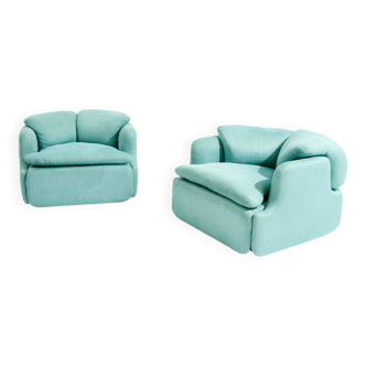 Pair of Confidential armchairs by Alberto Rosselli for Saporiti 1970