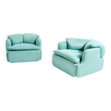 Pair of Confidential armchairs by Alberto Rosselli for Saporiti 1970