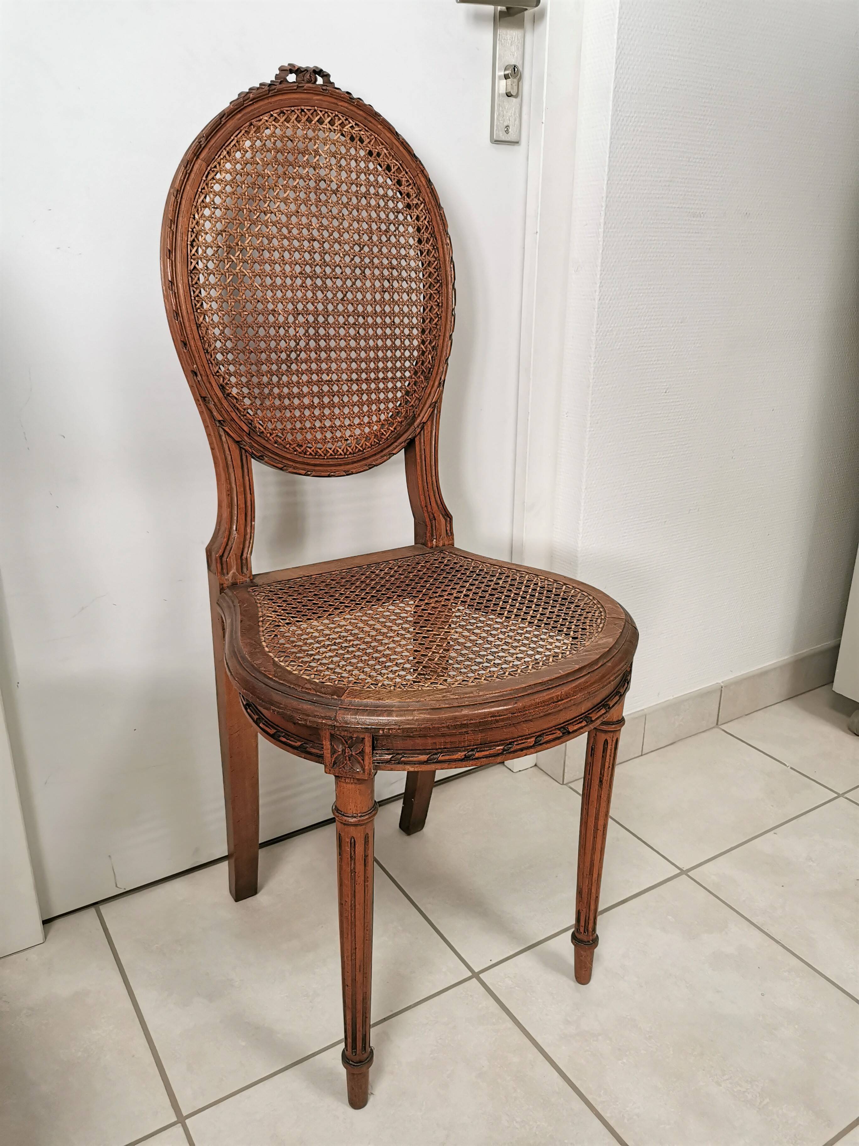 Entrance bench, louis xvi style piano bench, seat cannée