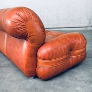 Mid-Century Modern Italian Leather 3 Seat Sofa, 1970s