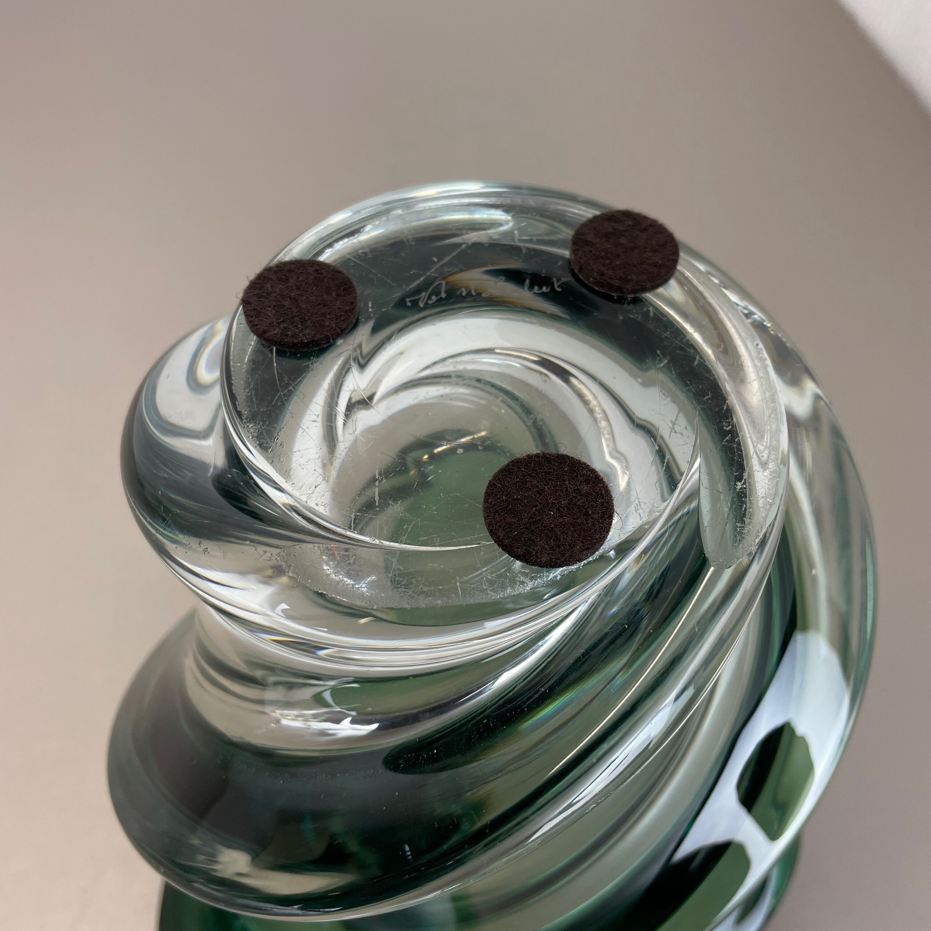 Heavy 5,1kg Crystal "Wave" Glass Vase Object by Val Saint Lambert, Belgium 1960s