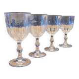 4 thick glass stemmed glasses