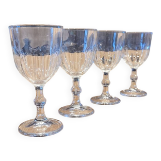 4 thick glass stemmed glasses