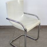 70s chrome metal and plastic chair by Gautier