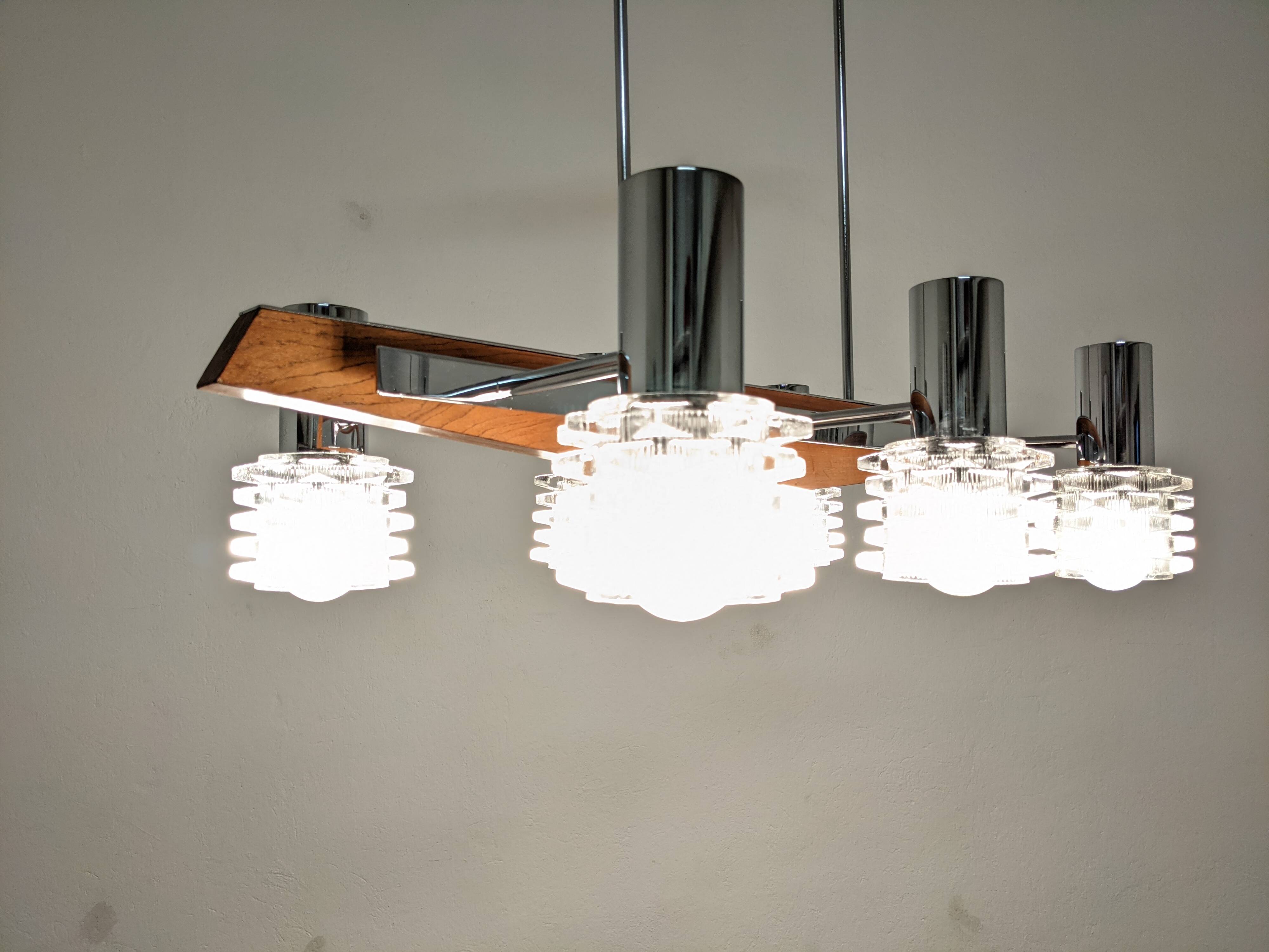 Lustre Space Age à 6 feux des années 60/70 par Raak
