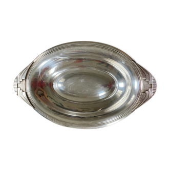 Art deco flat in silver metal 1930, antique silverware