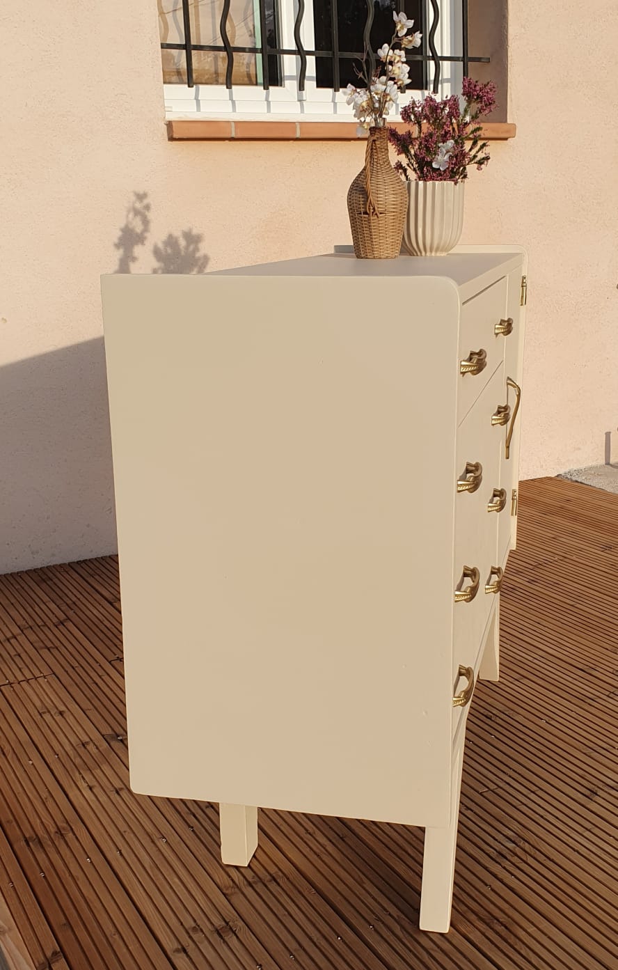 Vintage compass feet chest of drawers