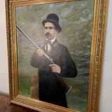 English school late 19th century: large oil on canvas "The Hunter"