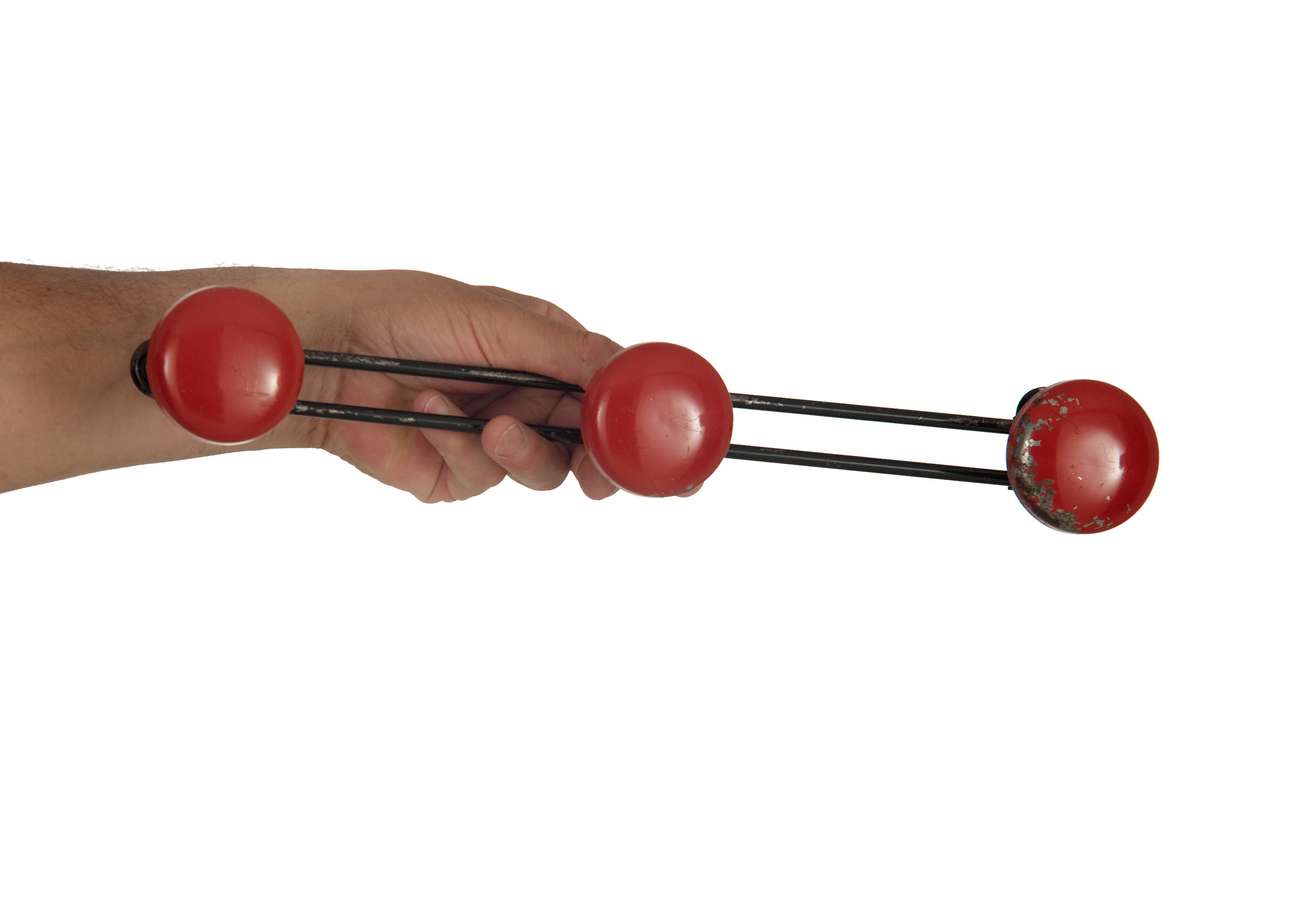 Vintage wall coat rack with 3 hooks red 1950 60