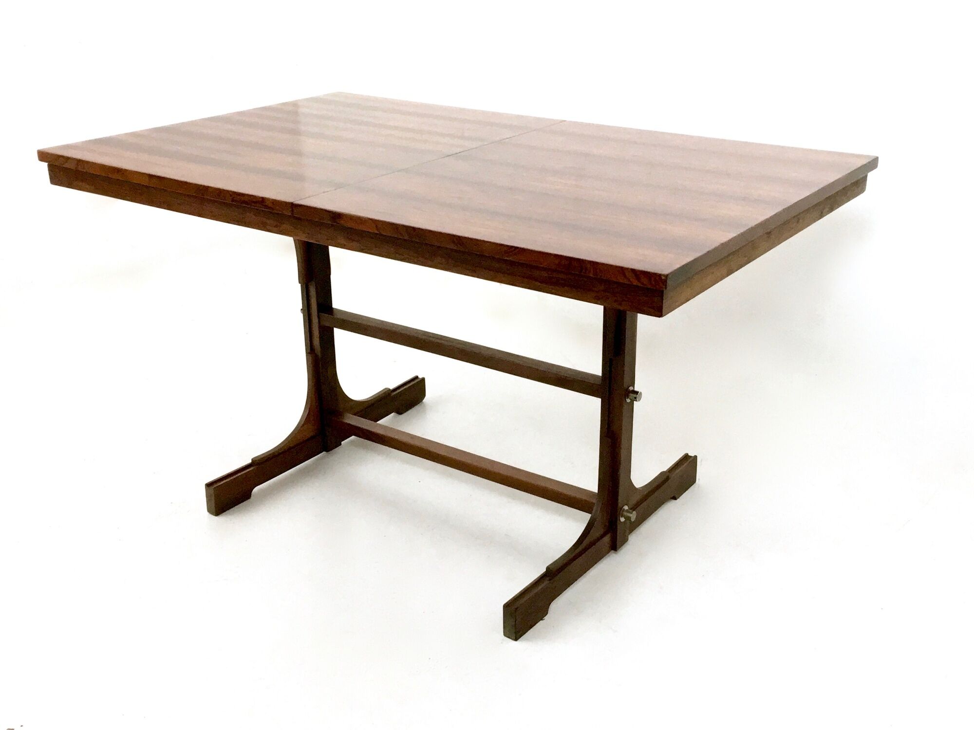 Midcentury rectangular wooden extendible dining table, italy 1960s