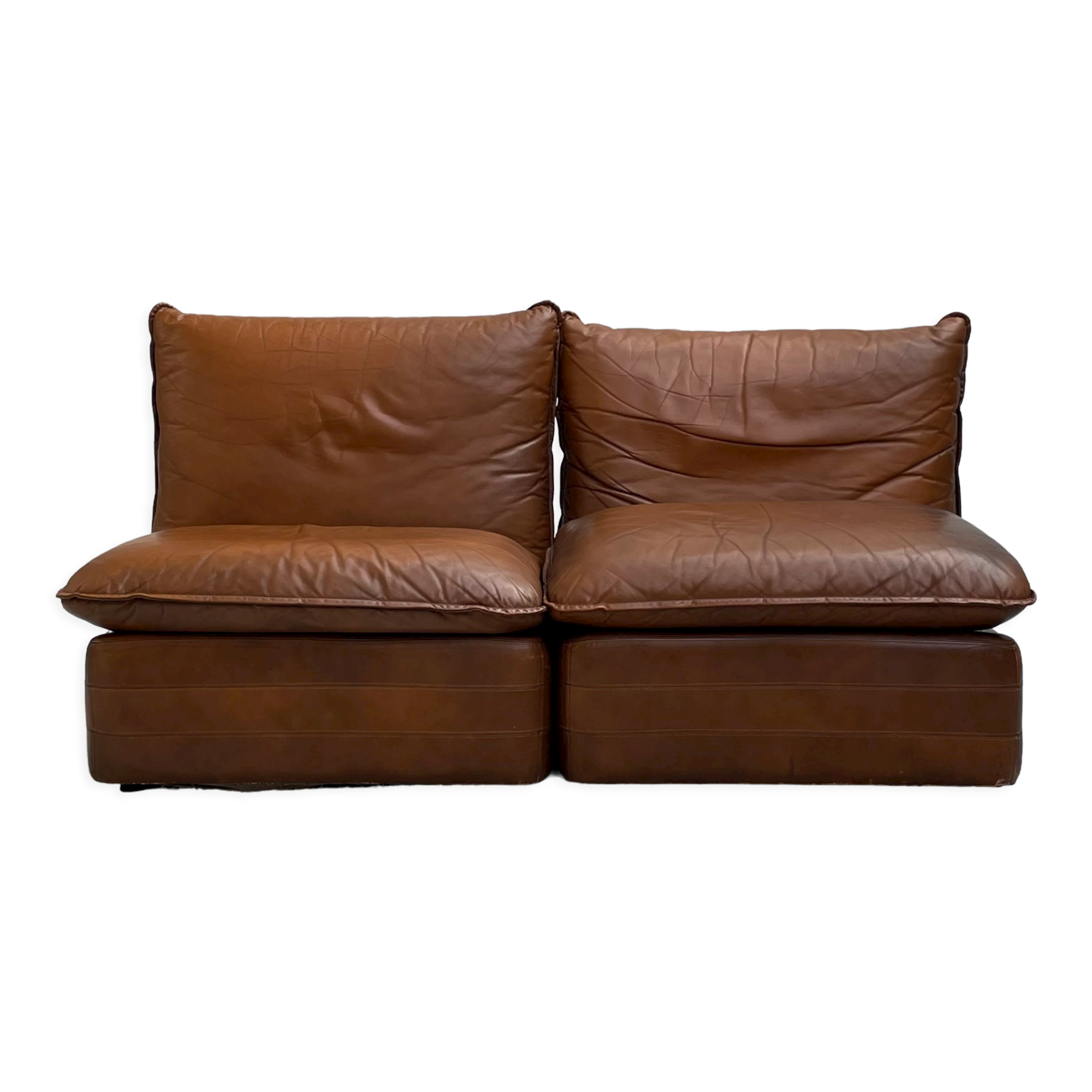 Comfy Leather cognac sofa's