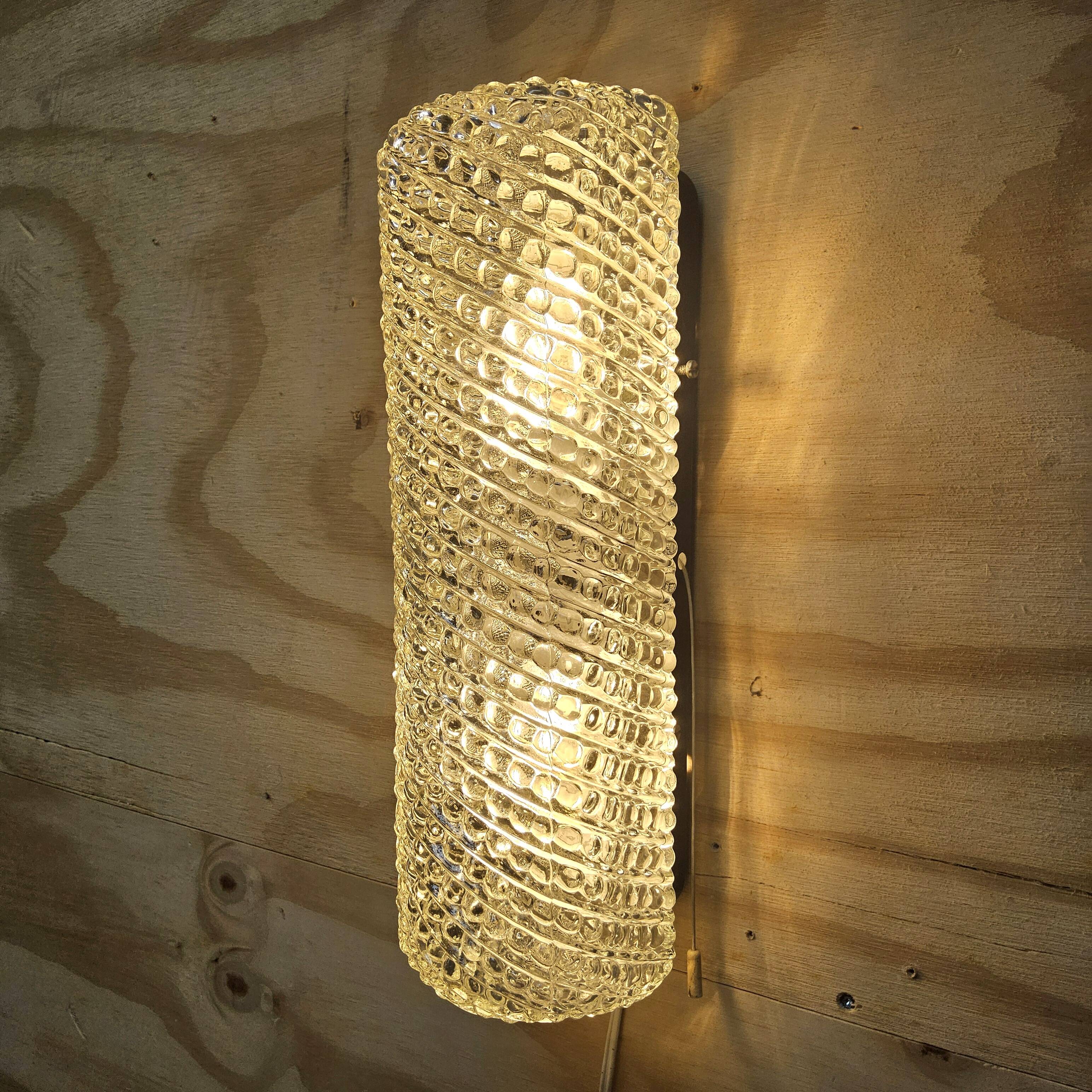Vintage wall lamp Glashutte Limburg bubble glass texture (60s)