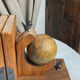 Pair of wooden bookends, rotating globes