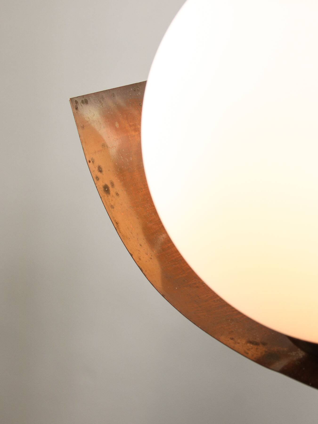 Vintage Italian Copper and Opaline Chandelier, 1970s