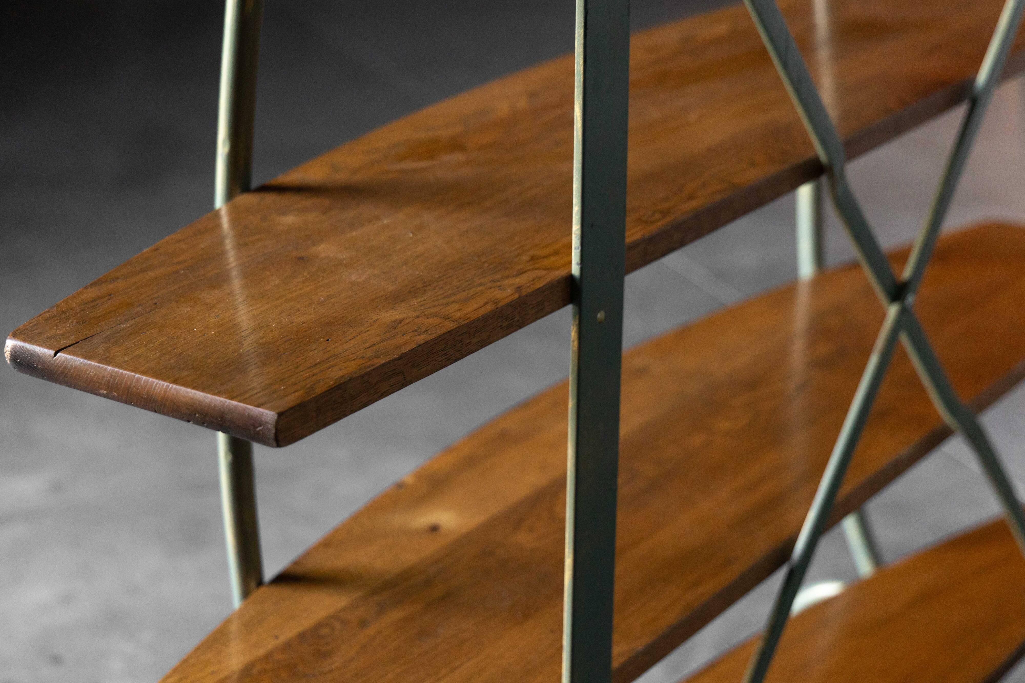 Bakery Display Rack with Iron Frame and Oak Shelves, France, 1920s