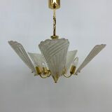 Italian murano glass chandelier hollywood regency design , 1970’s