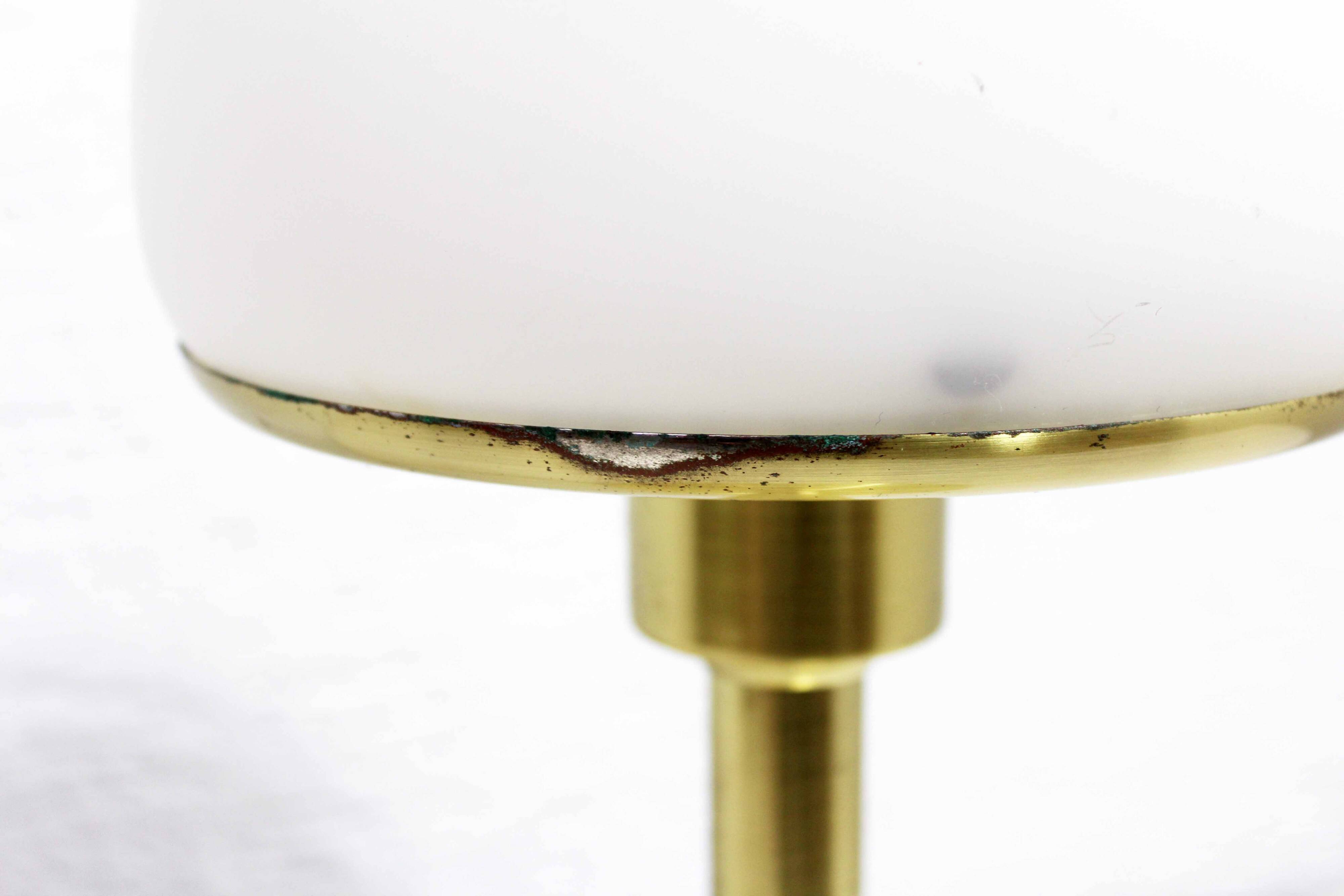 Brass and opaline glass table lamp 1980