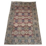 Tapis vintage noué main en laine vierge et soie, années 1960