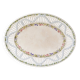 Oval dish in openwork earthenware from Sarreguemines, blue ribbon and fruit