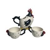 3-piece whimsical hen tea or chocolate set
