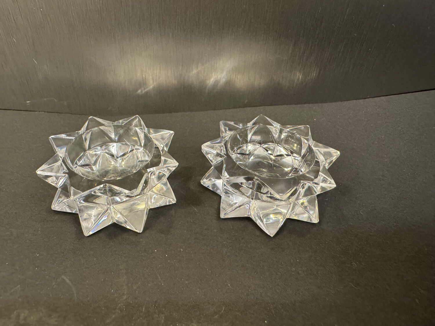 Pair of Saint-Louis cut crystal salt cellars