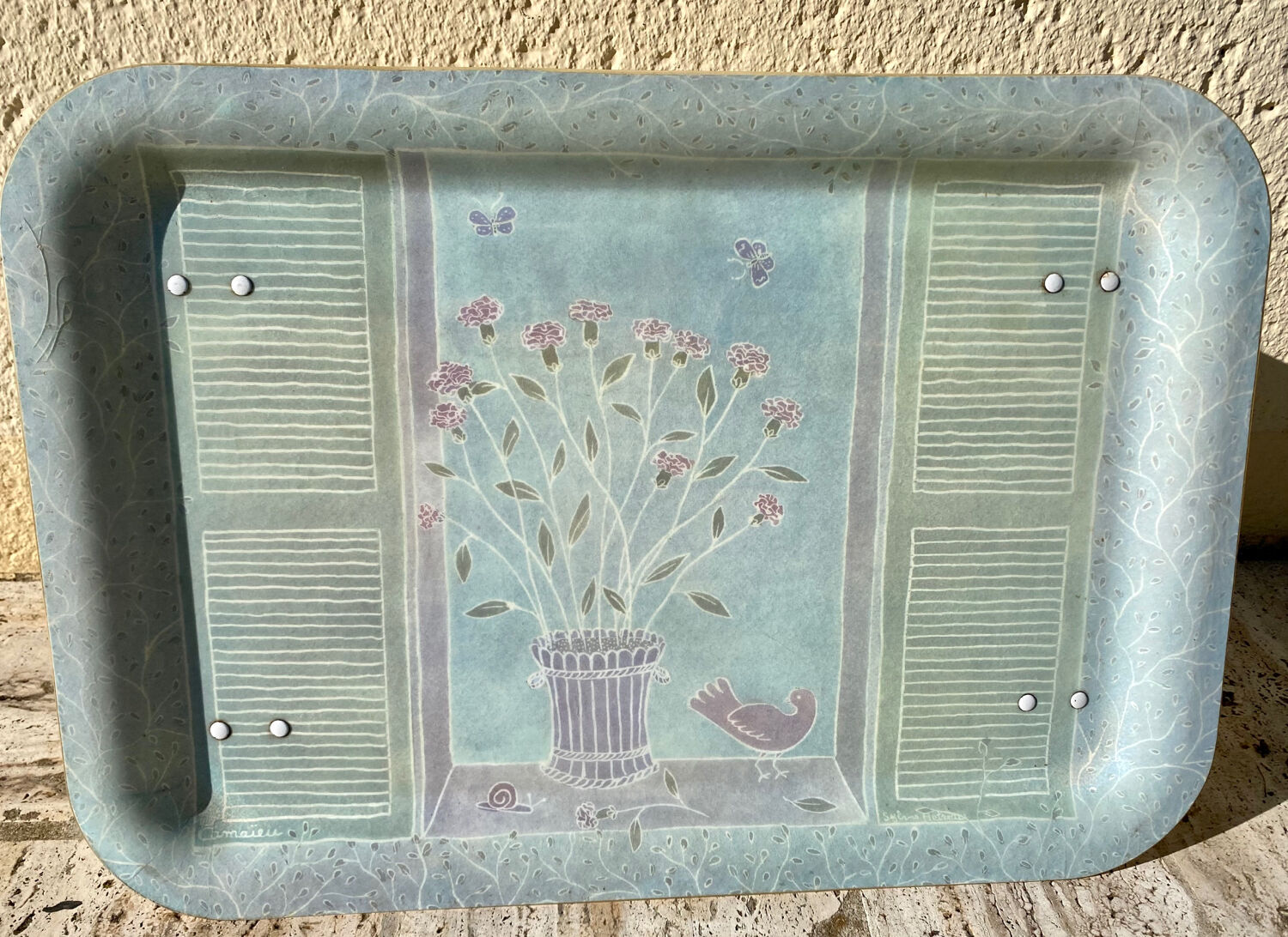 Vintage standing breakfast tray