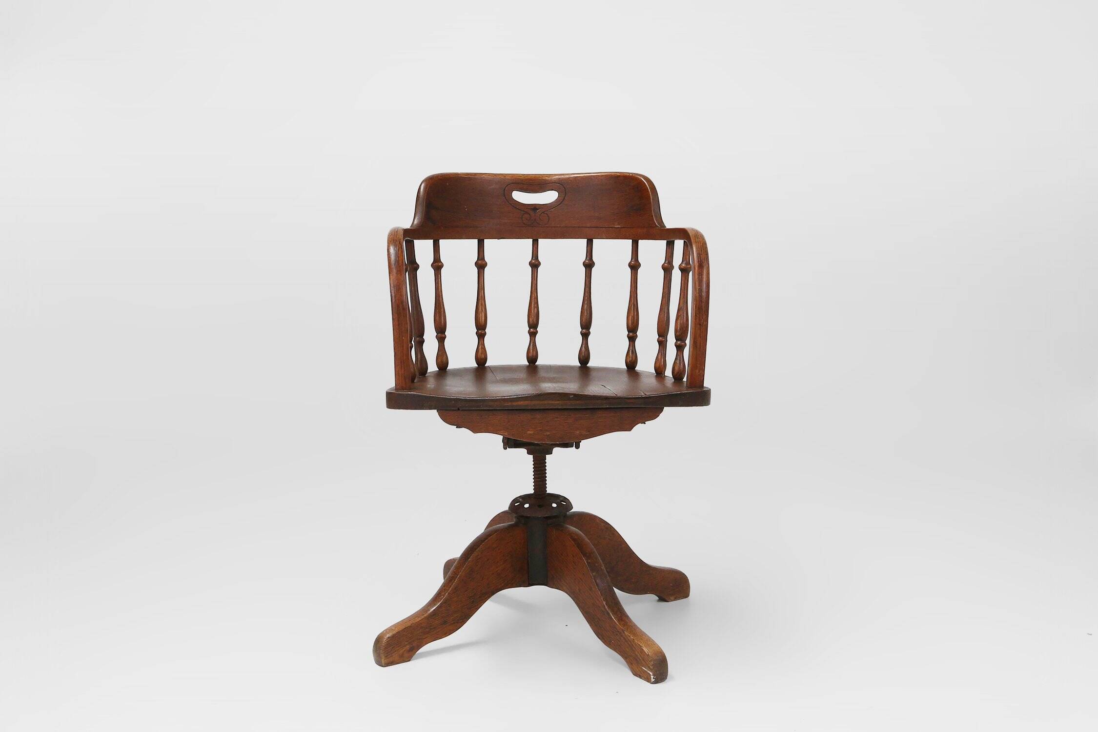 Chaise de bureau capitaine à base pivotante anglaise, Royaume-Uni années 1850
