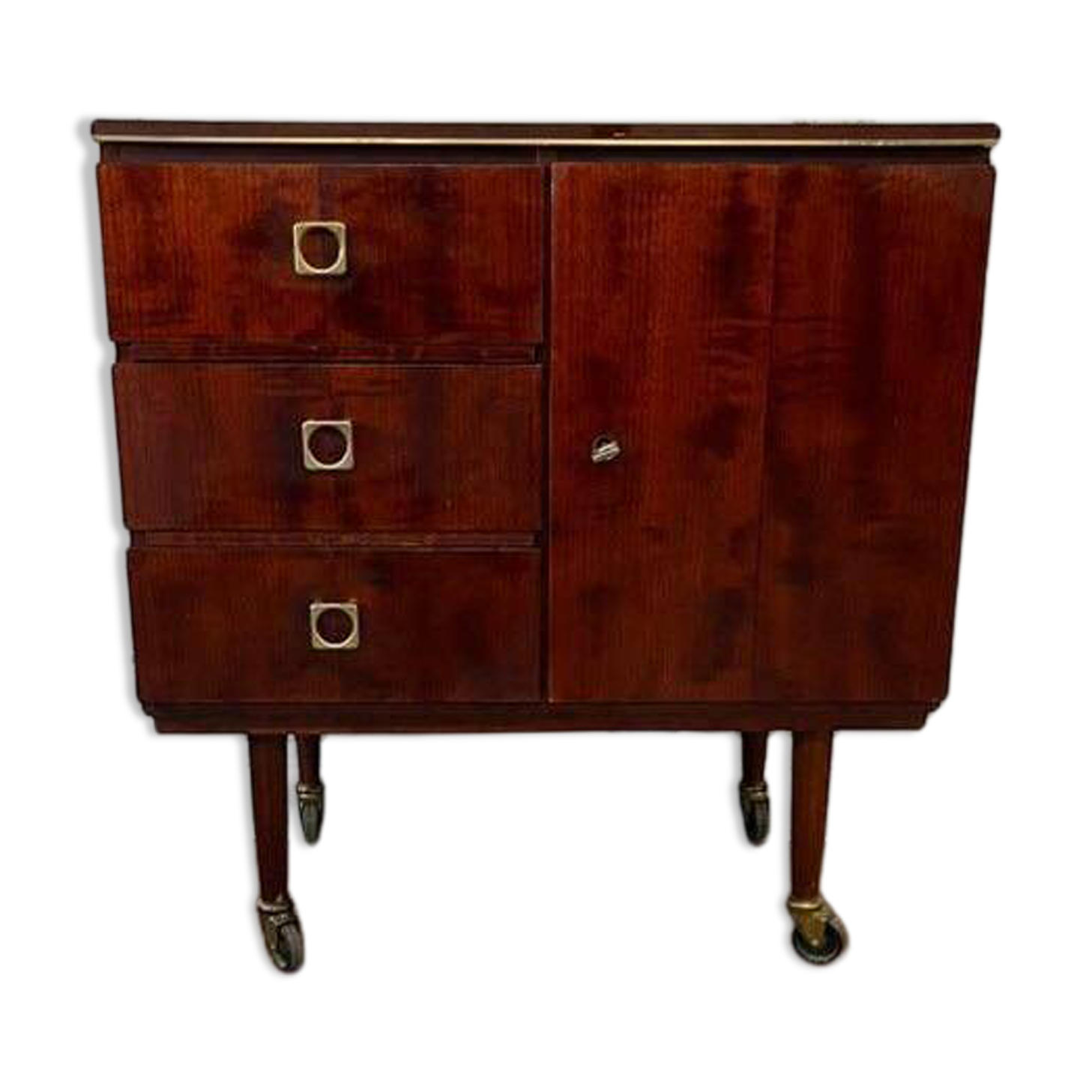 Vintage wooden wardrobe / small wardrobe on wheels