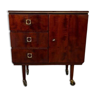 Vintage wooden wardrobe / small wardrobe on wheels
