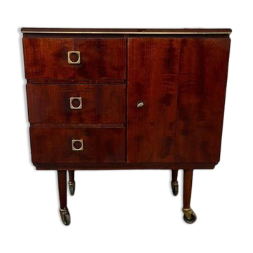 Vintage wooden wardrobe / small wardrobe on wheels