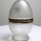 Antique 19th-20th century frosted enamelled glass and brass egg box