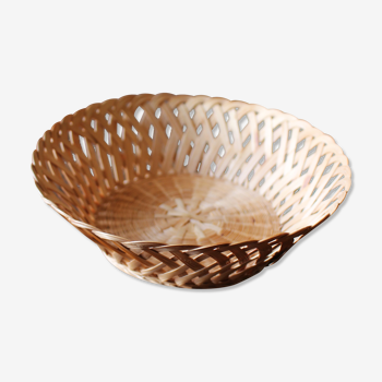 Corbeille vintage osier léger torsadé ronde