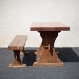 Monastery table, wooden table and its bench, rectangular table, side table, chalet, farmhouse